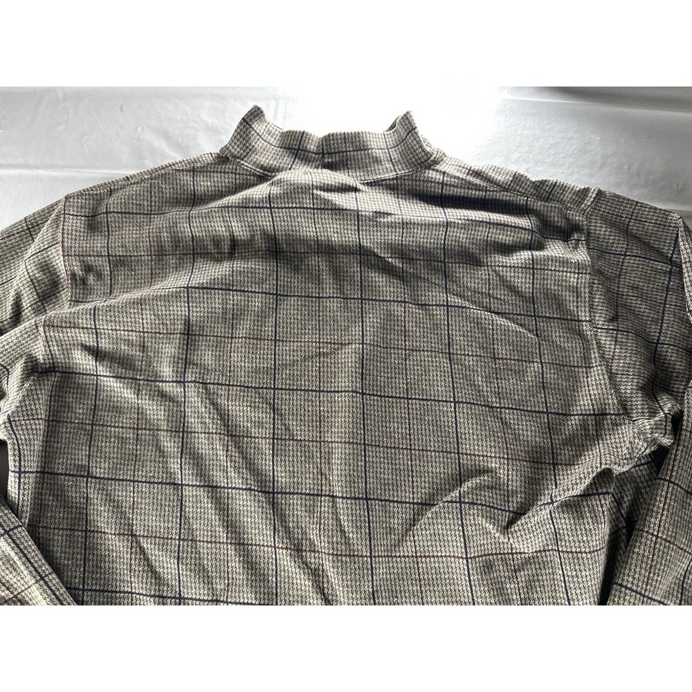 VTG L.L.Bean Mock Neck Windowpane Houndstooth Shirt Mens XL Beige USA Made - Picture 3 of 16